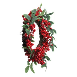 Red Berries And Two-Tone Green Leaves Artificial Christmas Wreath - 18-Inch, Unlit -Best Christmas Store northlight vm37805 1 47748.1667488414