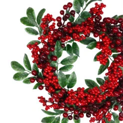 Red Berries And Two-Tone Green Leaves Artificial Christmas Wreath - 18-Inch, Unlit -Best Christmas Store northlight vm37805 1 10669.1667488413