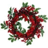 Red Berries And Two-Tone Green Leaves Artificial Christmas Wreath - 18-Inch, Unlit