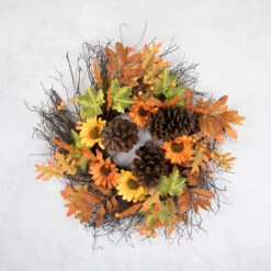 Sunflowers And Pine Cones Fall Artificial Thanksgiving Wreath, 24-Inch, Unlit 7 Sunflowers And Pine Cones Fall Artificial Thanksgiving Wreath, 24-Inch, Unlit -Best Christmas Store northlight vm37817 ongray 63141.1678902207