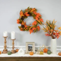Leaves, Pinecones And Berries Artificial Fall Harvest Wreath, 24-Inch, Unlit 8 Leaves, Pinecones And Berries Artificial Fall Harvest Wreath, 24-Inch, Unlit -Best Christmas Store northlight vm37826 styled 2 20497.1684449404