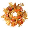 Autumn Leaves, Pumpkins And Berries Artificial Thanksgiving Wreath, 22-Inch, Unlit