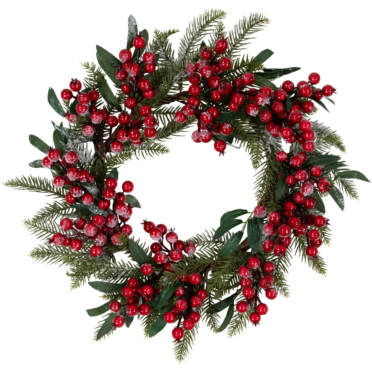 Frosted Red Berries And Foliage Artificial Christmas Wreath,18-Inch, Unlit 1 Frosted Red Berries And Foliage Artificial Christmas Wreath,18-Inch, Unlit