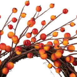 Orange Berries And Twig Artificial Fall Harvest Wreath 14- Inch, Unlit -Best Christmas Store northlight vm37851 2 90570.1684449119