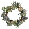 Neutral Colored Pumpkin And Pine Cones Fall Harvest Wreath - 18-Inch, Unlit