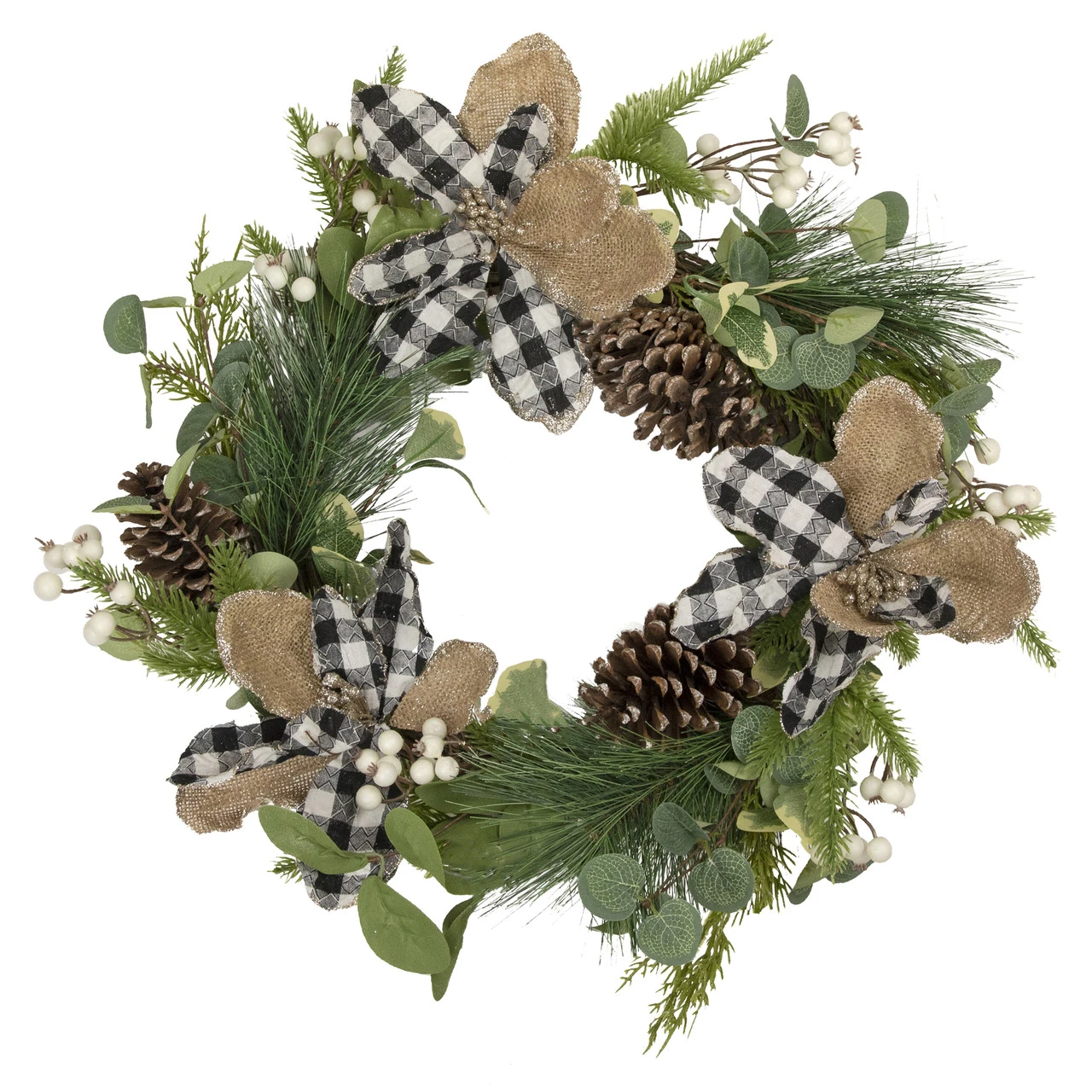 Magnolia And Frosted Pine Cones Artificial Christmas Wreath -22-Inch, Unlit 1 Magnolia And Frosted Pine Cones Artificial Christmas Wreath -22-Inch, Unlit