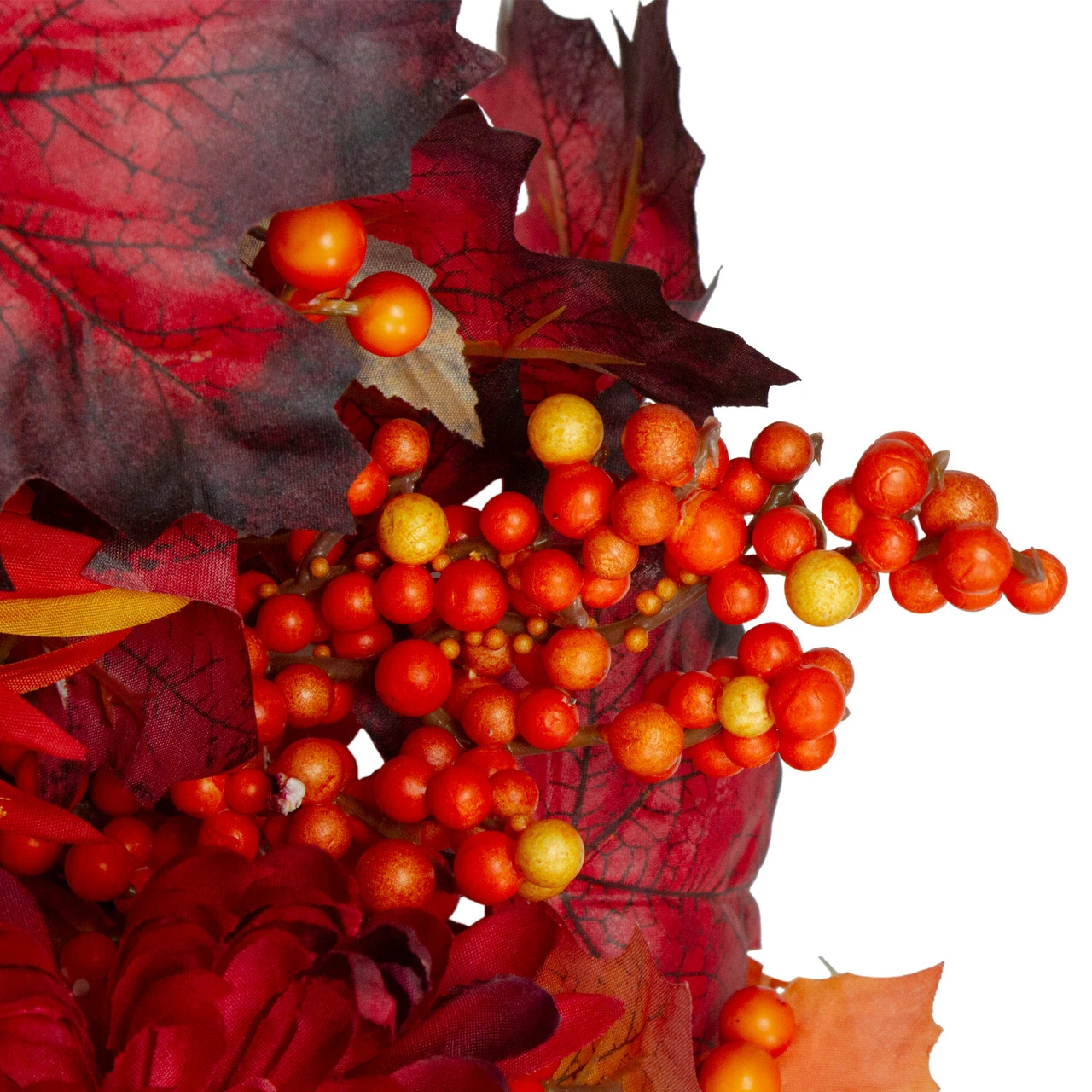 Leaves And Flowers Fall Harvest Wreath - 24-Inch, Unlit 4 Leaves And Flowers Fall Harvest Wreath - 24-Inch, Unlit - Image 4