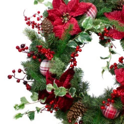 Poinsettias And Red Berries Artificial Christmas Wreath - 30-Inch, Unlit -Best Christmas Store northlight vm89298 1 71222.1667491298
