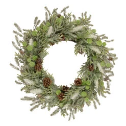 Frosted Pine And Pinecone Christmas Wreath, 30-Inch, Unlit