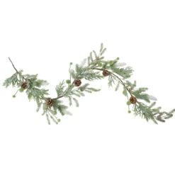 5' X 10" Frosted Pine And Pine Cone Christmas Garland - Unlit