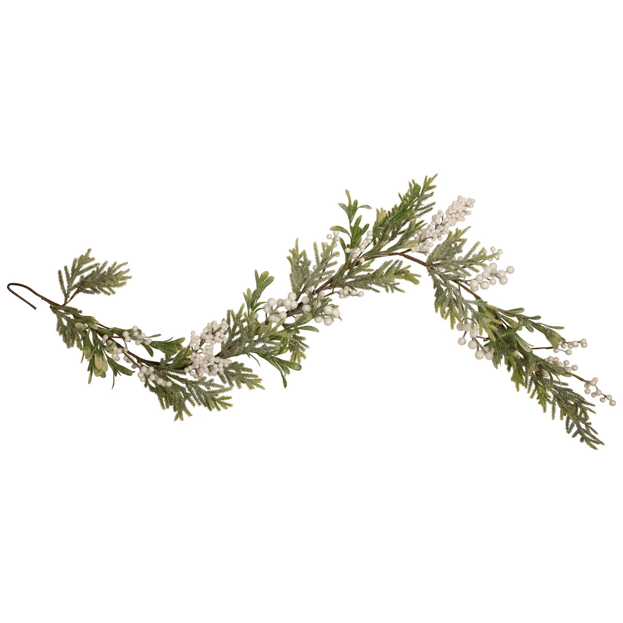 5' X 10" White Berry And Frosted Pine Christmas Garland, Unlit 1 5' X 10" White Berry And Frosted Pine Christmas Garland, Unlit