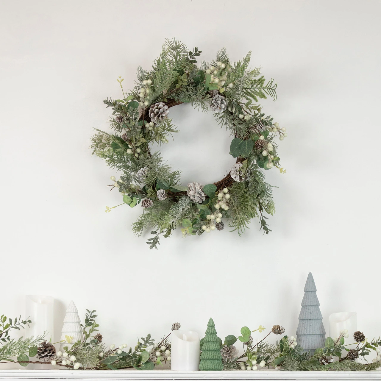 5' White Berry, Eucalyptus And Pinecone Christmas Garland - Unlit 2 5' White Berry, Eucalyptus And Pinecone Christmas Garland - Unlit - Image 2
