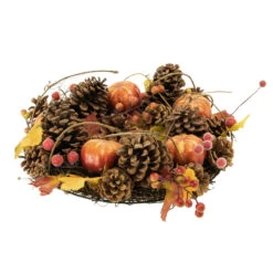 Pinecone And Pumpkin Autumn Harvest Wreath, 13.5-Inch, Unlit -Best Christmas Store northlight vm92784 3 74773.1667517378