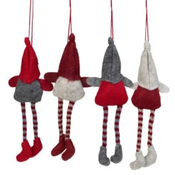 Set Of 4 Red And Gray Plush Gnome Christmas Ornaments 9" -Best Christmas Store northlight wu86300 2 83464.1679692522