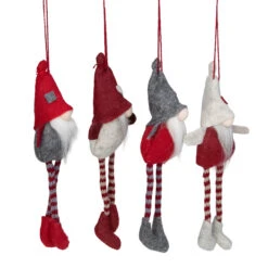 Set Of 4 Red And Gray Plush Gnome Christmas Ornaments 9" -Best Christmas Store northlight wu86300 3 19613.1679692522