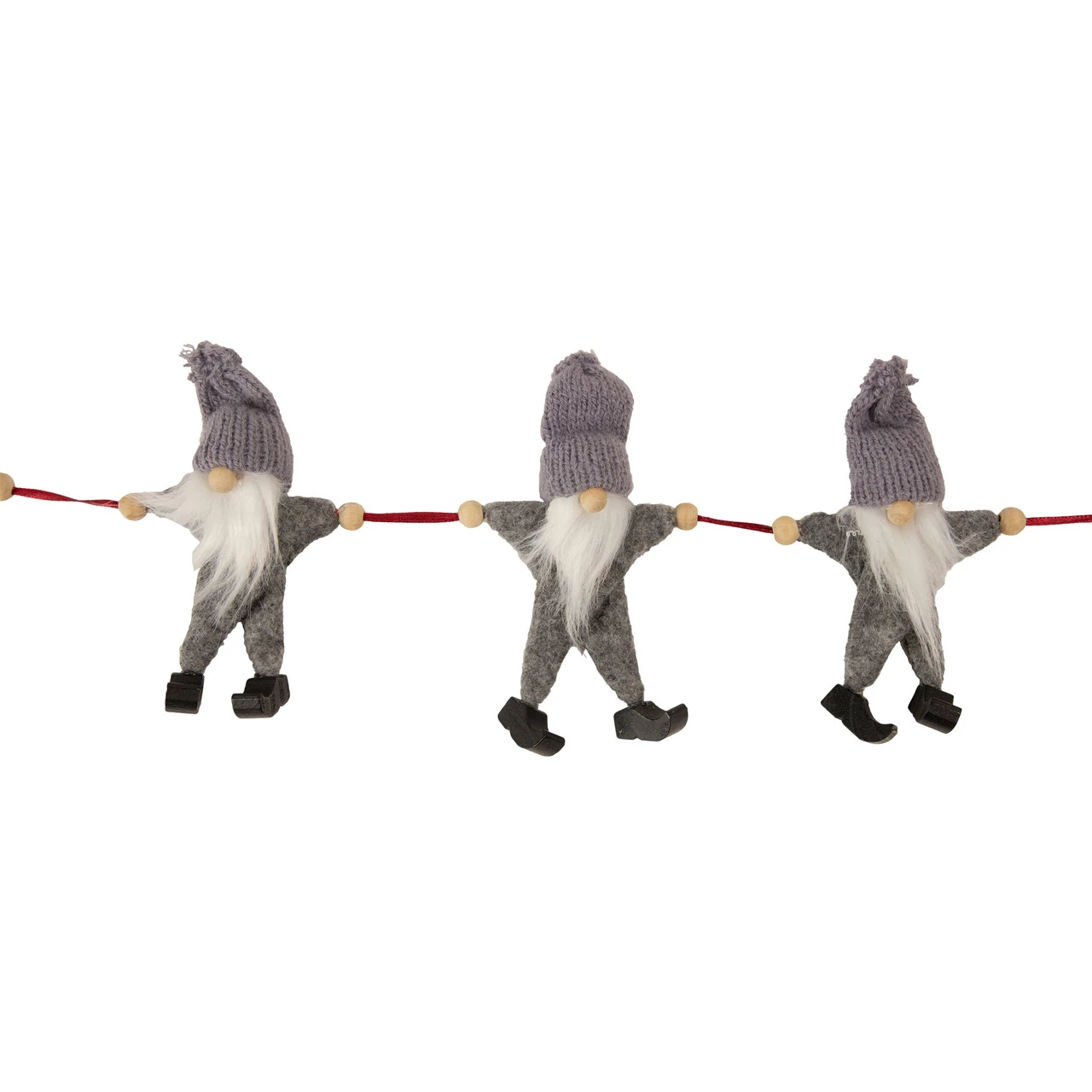 30" Gray And White Knit Gnome Novelty Christmas Garland 3 30" Gray And White Knit Gnome Novelty Christmas Garland - Image 3