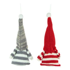 Set Of 2 Red And Gray Striped Gnome Plush Christmas Ornaments 6.25" -Best Christmas Store northlight wu94297 4 22820.1681148041
