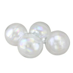 4ct Clear Iridescent Glass Christmas Ball Ornaments 4" (100mm)