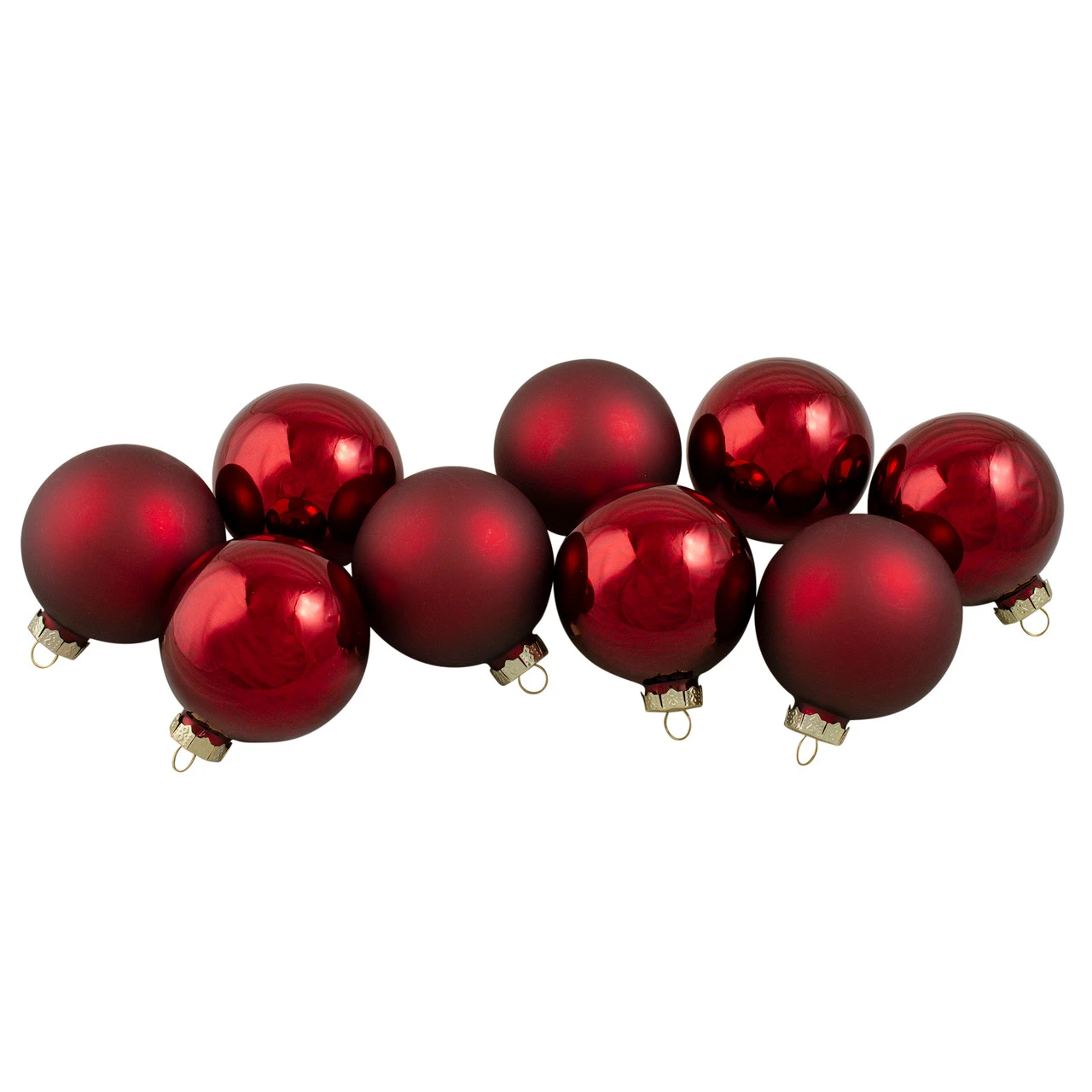 9ct Cherry Red Glass 2-Finish Christmas Ball Ornaments 2.5" (65mm) 1 9ct Cherry Red Glass 2-Finish Christmas Ball Ornaments 2.5" (65mm)