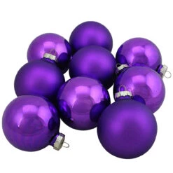 9ct Purple 2-Finish Glass Ball Christmas Ornaments 2.5" (63mm) -Best Christmas Store northlight wy00742 3 40005.1667580495