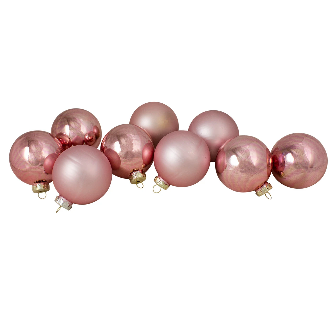 9ct Shiny And Matte Pink And Gold Glass Ball Christmas Ornaments 2.5" (65mm) 1 9ct Shiny And Matte Pink And Gold Glass Ball Christmas Ornaments 2.5" (65mm)