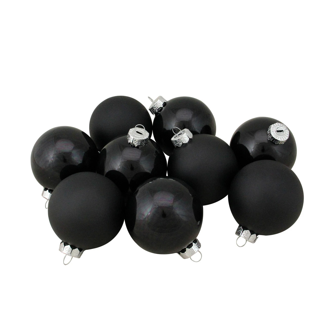 9ct Shiny And Matte Black Glass Ball Christmas Ornaments 2.5" (65mm) 1 9ct Shiny And Matte Black Glass Ball Christmas Ornaments 2.5" (65mm)