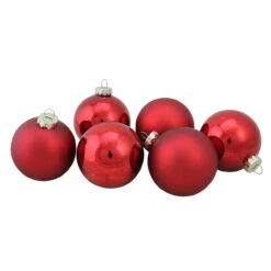 6ct Red Glass 2-Finish Christmas Ball Ornaments 3.25" (80mm) -Best Christmas Store northlight wy00750 3 80213.1667597284