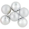 6ct Silver 2-Finish Christmas Glass Ball Ornaments 3.25"