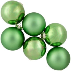 6ct Shiny And Matte Green Glass Ball Christmas Ornaments 3.25" (82mm) -Best Christmas Store northlight wy00755 4 66597.1677102521
