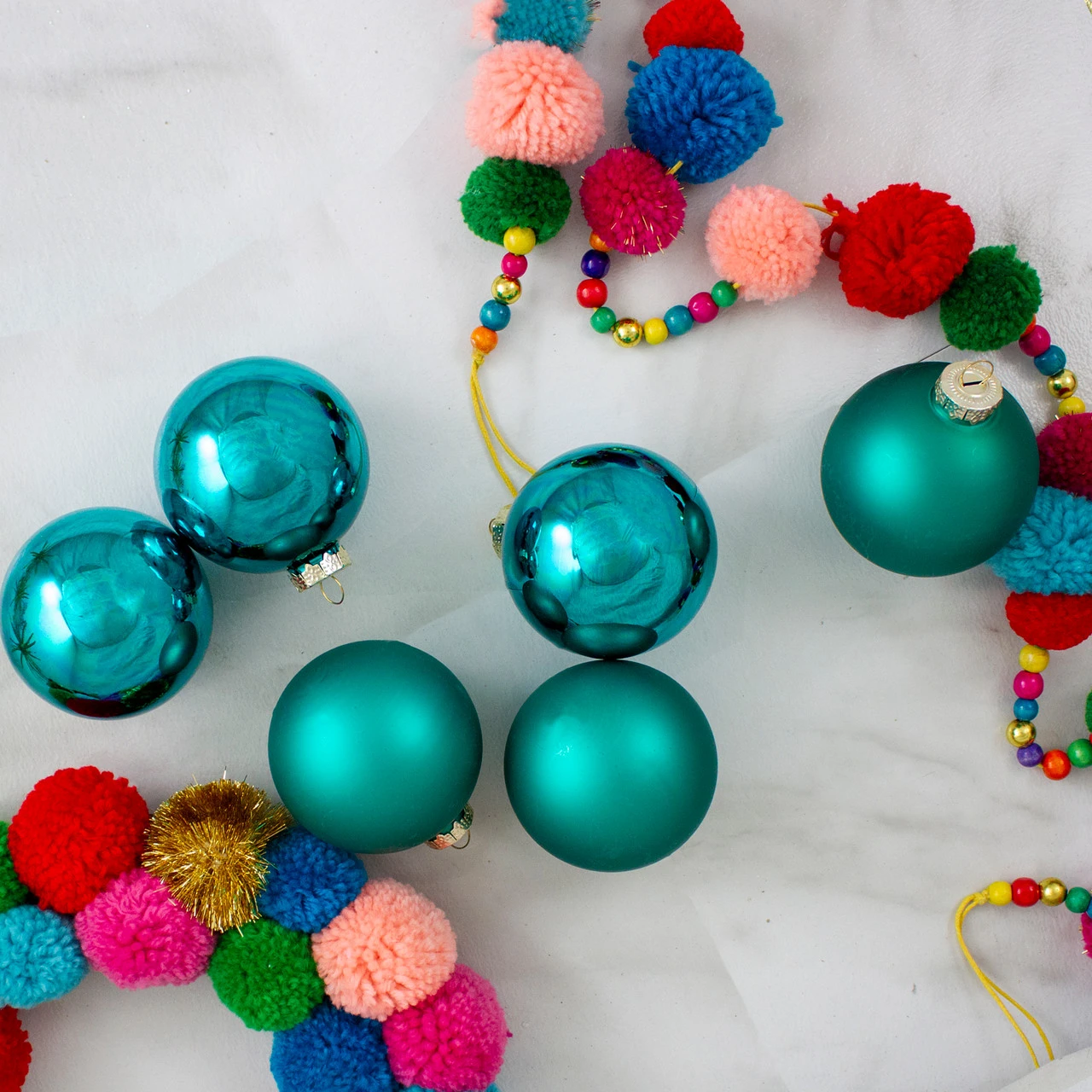 6ct Shiny And Matte Turquoise Green Glass Ball Christmas Ornaments 3.25" (80mm) 2 6ct Shiny And Matte Turquoise Green Glass Ball Christmas Ornaments 3.25" (80mm) - Image 2