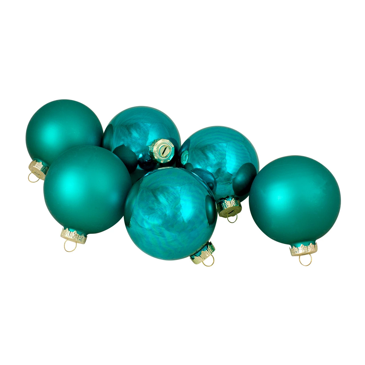 6ct Shiny And Matte Turquoise Green Glass Ball Christmas Ornaments 3.25" (80mm) 1 6ct Shiny And Matte Turquoise Green Glass Ball Christmas Ornaments 3.25" (80mm)