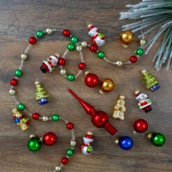 18ct Red And Green Beaded Garland With Christmas Ornaments 30" -Best Christmas Store northlight wy04152 6 72540.1669227076