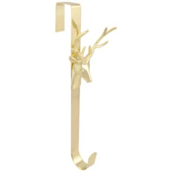15.25" Shiny Gold Deer Over The Door Christmas Wreath Hanger