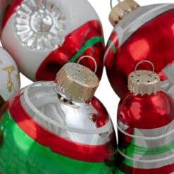 9ct Silver And Red Striped 2-Finish Glass Christmas Ornaments 3.25" 5 9ct Silver And Red Striped 2-Finish Glass Christmas Ornaments 3.25" -Best Christmas Store northlight wy27587 1 44986.1667572616