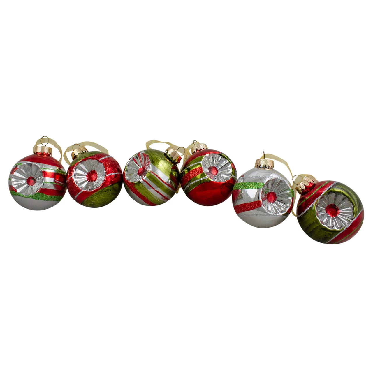 6ct Silver And Red 2-Finish Retro Reflector Christmas Ball Ornaments 2.75" (55mm) 1 6ct Silver And Red 2-Finish Retro Reflector Christmas Ball Ornaments 2.75" (55mm)