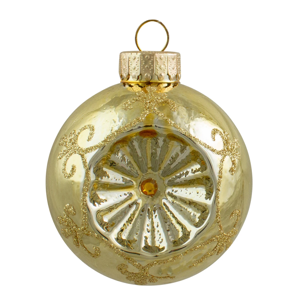 6ct Gold 2-Finish Retro Reflector Glass Christmas Ball Ornaments 2.75" (70mm) 3 6ct Gold 2-Finish Retro Reflector Glass Christmas Ball Ornaments 2.75" (70mm) - Image 3