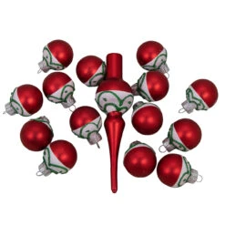 15ct Red And White Frosted Tree Topper With Christmas Ball Ornaments -Best Christmas Store northlight wy27600 3 82377.1667572608
