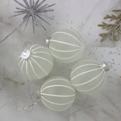 4ct Clear Frosted And White Glitter Striped Matte Glass Christmas Ball Ornaments 3.5" (90mm) 5 4ct Clear Frosted And White Glitter Striped Matte Glass Christmas Ball Ornaments 3.5" (90mm) -Best Christmas Store northlight wy27605 3 07991.1667489121