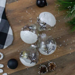 4ct Clear And Frosted Winter Tree Glass Christmas Ball Ornaments 3.25" (80mm) 5 4ct Clear And Frosted Winter Tree Glass Christmas Ball Ornaments 3.25" (80mm) -Best Christmas Store northlight wy27606 3 52854.1667572626