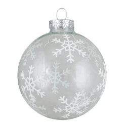 4 Ct Gray And Clear Glass Ball Hanging Christmas Ornaments 3.25-Inch (80mm) -Best Christmas Store northlight wy88841 fix 2 55742.1667488883