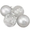 4ct Silver And Clear Glass 2-Finish Christmas Ball Ornaments 3.25-Inch (80mm)