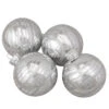 Set Of 4 Silver Christmas Ball Ornaments 2.5" (67mm)