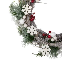 Snowflakes And Berries Winter Foliage Christmas Wreath, 24-Inch, Unlit -Best Christmas Store northlight xh01776 2 44933.1667657600