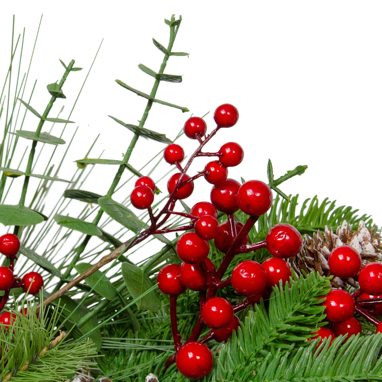 Holly Berries And Snowy Pinecones Artificial Christmas Wreath - 24-Inch, Unlit 2 Holly Berries And Snowy Pinecones Artificial Christmas Wreath - 24-Inch, Unlit - Image 2