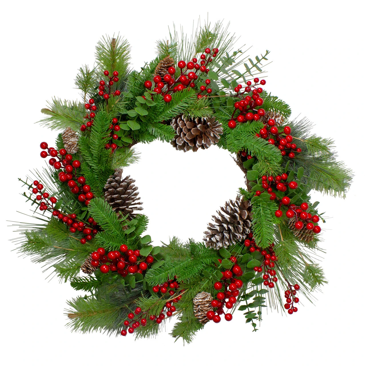 Holly Berries And Snowy Pinecones Artificial Christmas Wreath - 24-Inch, Unlit 1 Holly Berries And Snowy Pinecones Artificial Christmas Wreath - 24-Inch, Unlit