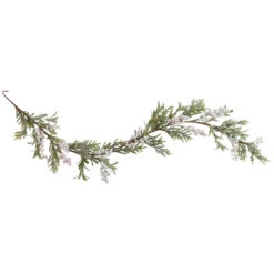 5' X 7" Artificial Christmas Garland With Frosted Foliage And Berries, Unlit