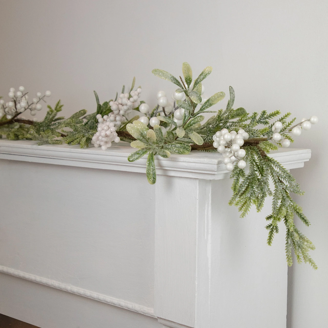 5' X 7" Artificial Christmas Garland With Frosted Foliage And Berries, Unlit 2 5' X 7" Artificial Christmas Garland With Frosted Foliage And Berries, Unlit - Image 2