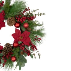 Artificial Red Berry And Poinsettia Christmas Wreath, 28-Inch, Unlit -Best Christmas Store northlight yk93241 2 85529.1667530214