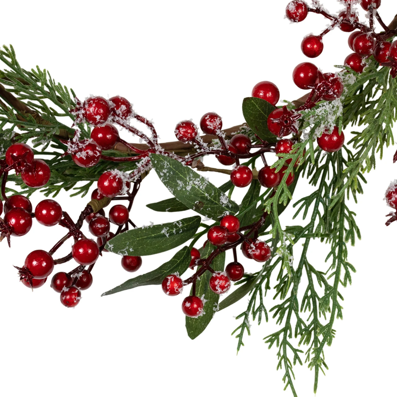Frosted Red Berries With Leaves And Pine Artificial Christmas Wreath, 18-inch, Unlit 3 Frosted Red Berries With Leaves And Pine Artificial Christmas Wreath, 18-inch, Unlit - Image 3