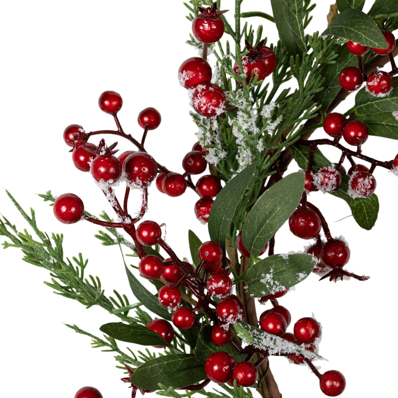 Frosted Red Berries With Leaves And Pine Artificial Christmas Wreath, 18-inch, Unlit 4 Frosted Red Berries With Leaves And Pine Artificial Christmas Wreath, 18-inch, Unlit - Image 4